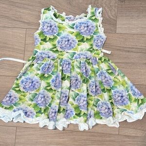NWOT Girl August Size 5 Hydrangea Purple and Green Tie Back Dress